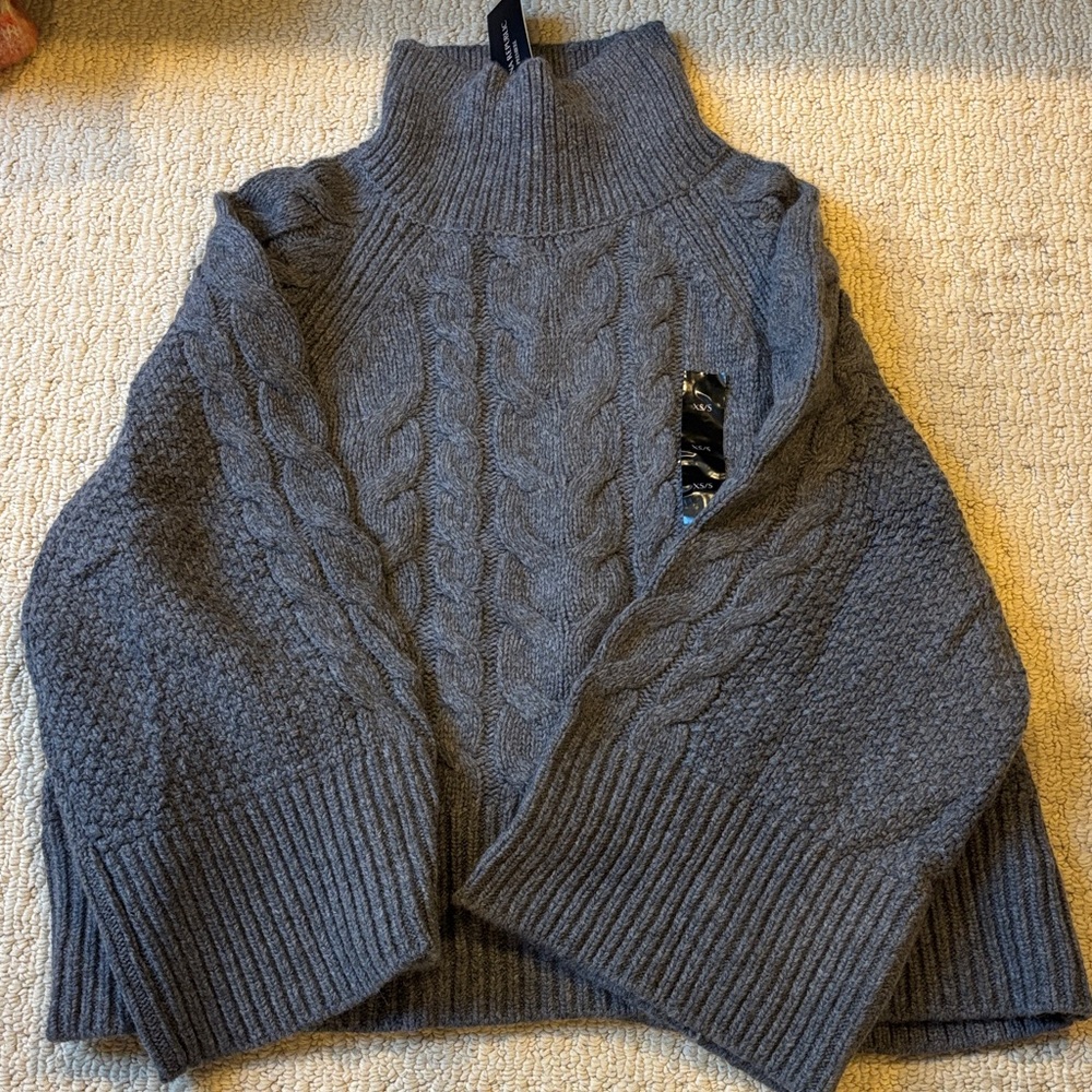 Banana Republic Charcoal Cable Knit Turtleneck Sweater